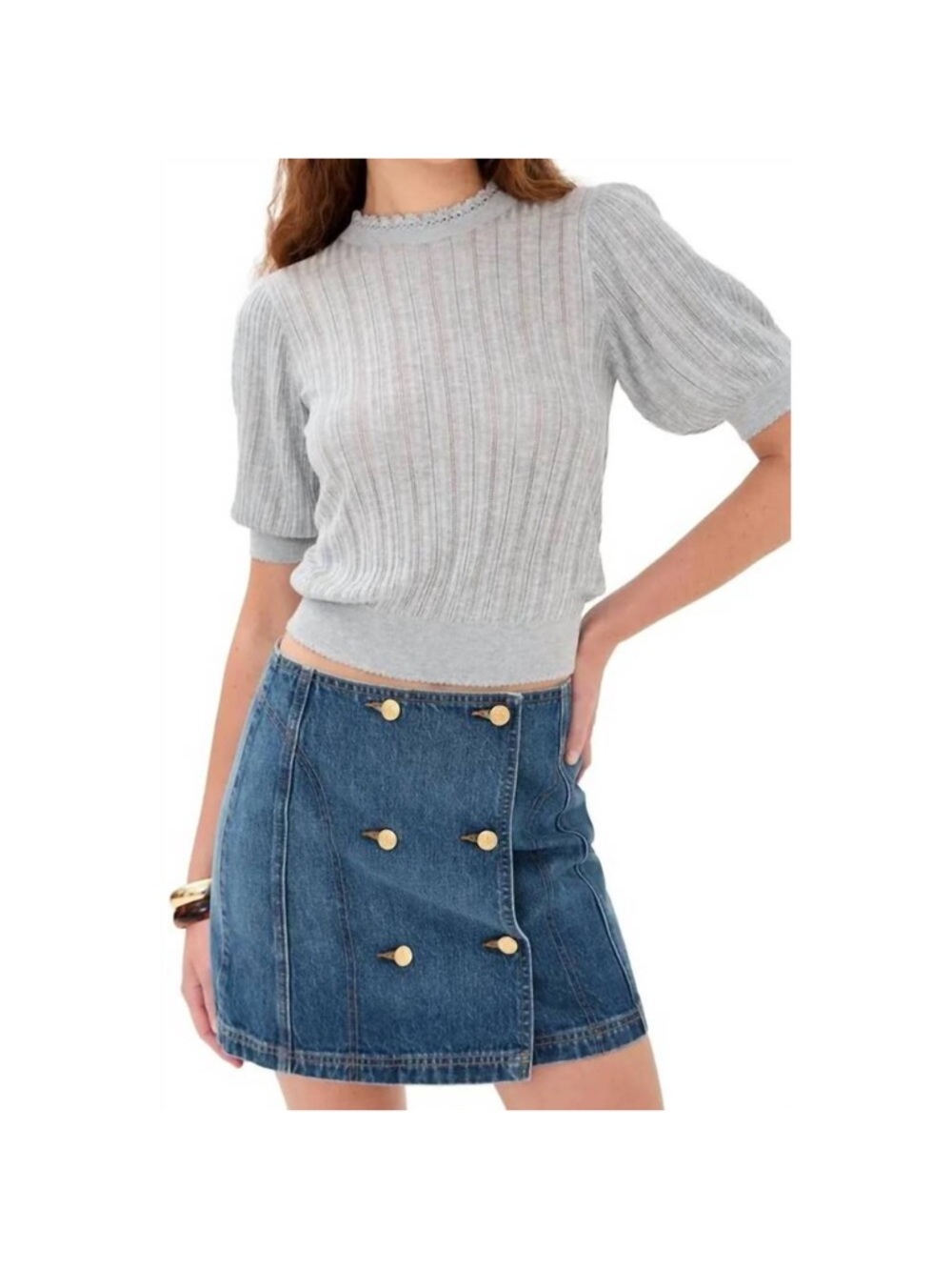 Ulla Johnson Gemma Short Sleeve Knit Too in Slate